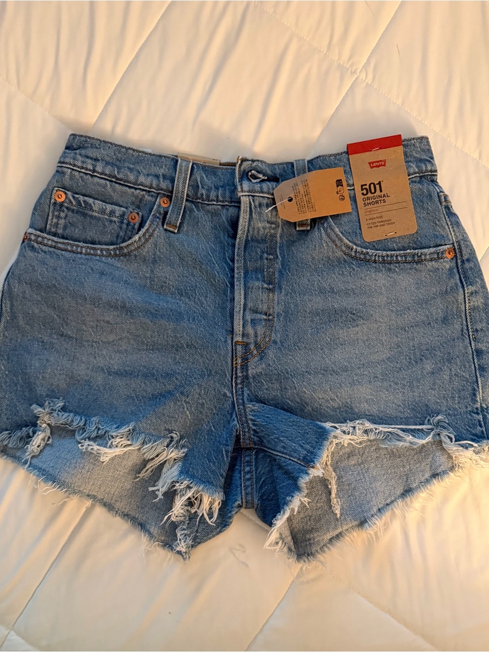 Levi's 501 Original Cutoff Denim Shorts in Light Blue